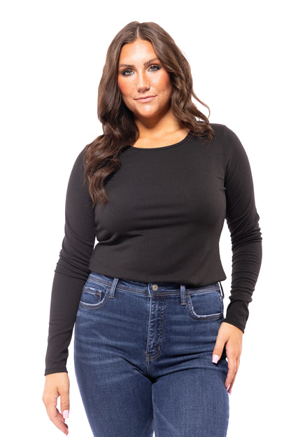 Prime Time Style Women's Open Back Long Sleeve Top
