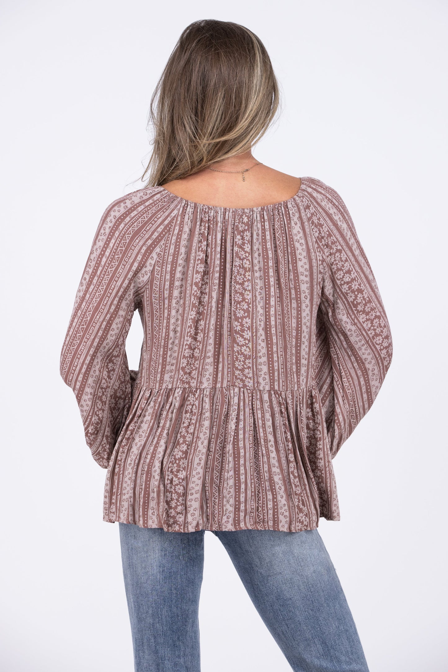 Looking Pretty Women's Lightweight Babydoll Long Sleeve Top