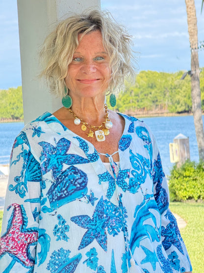 Star and Shell Fringe Dress w/ Tassels & Beading
