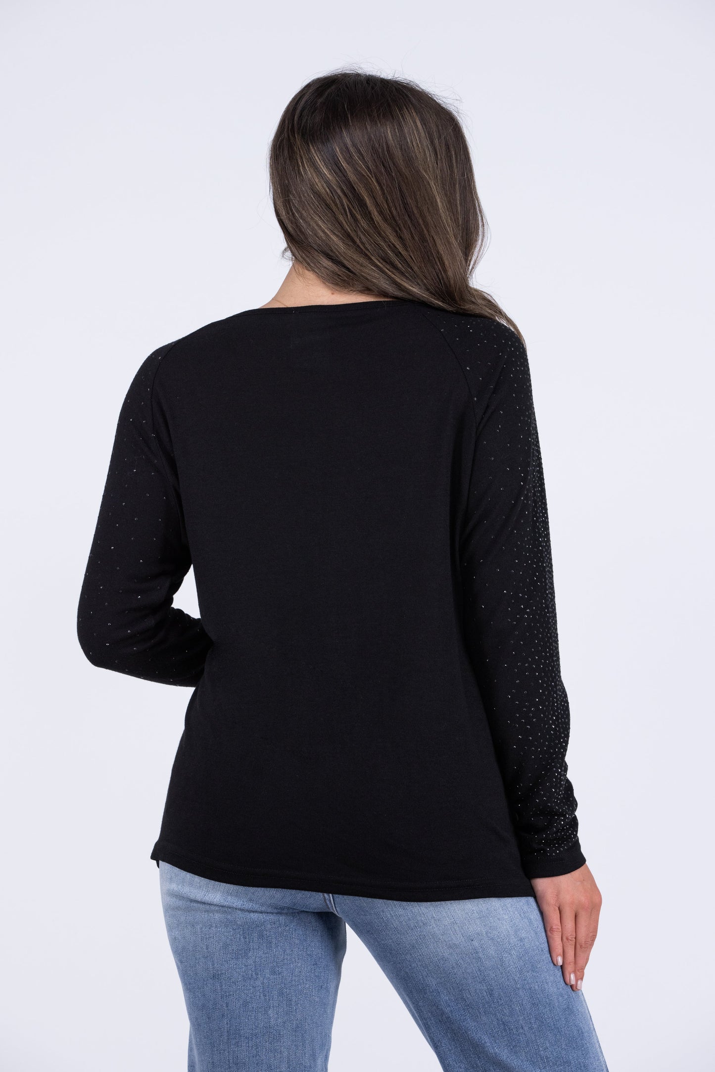 Quite Partial To Sparkle Women's Rhinestone Long Sleeve Top