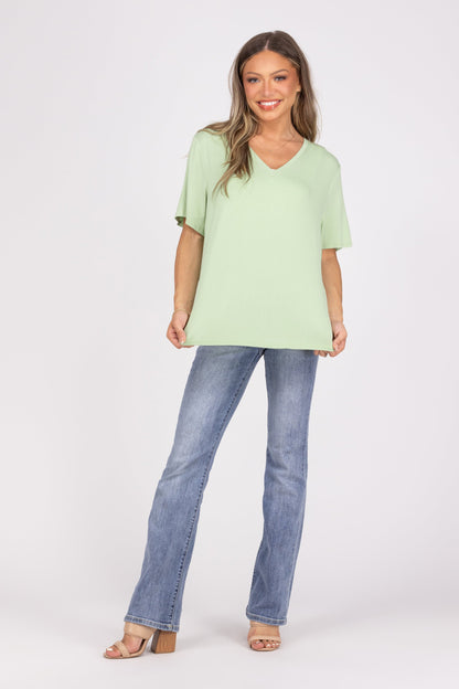 All My People Women's Oversized Flowy Classic Short Sleeve Top