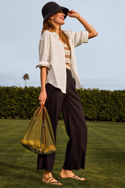 Maya Wide Leg Linen Ankle Pant