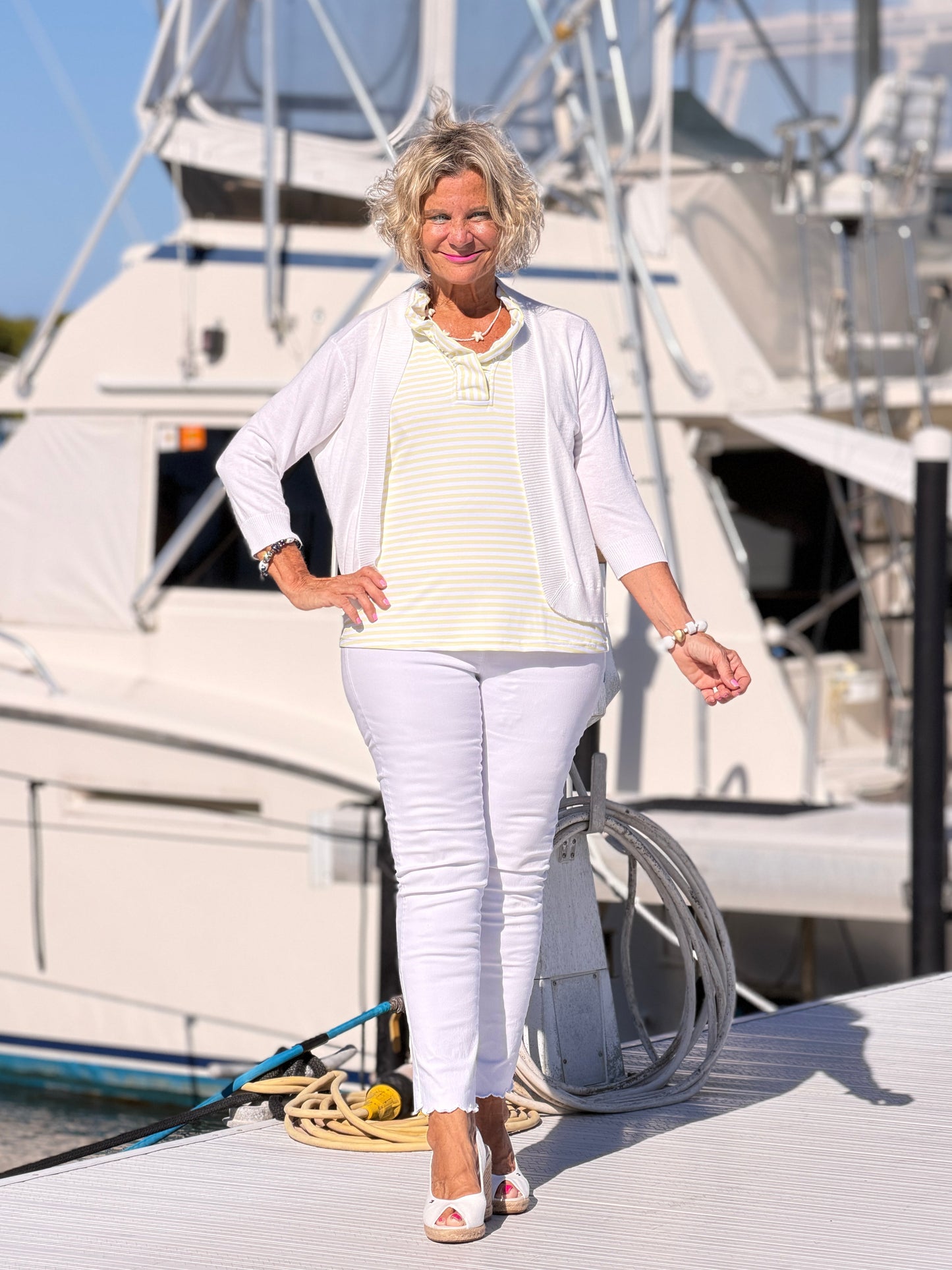 NAUTICAL YELLOW SLEEVELESS RUFFLE