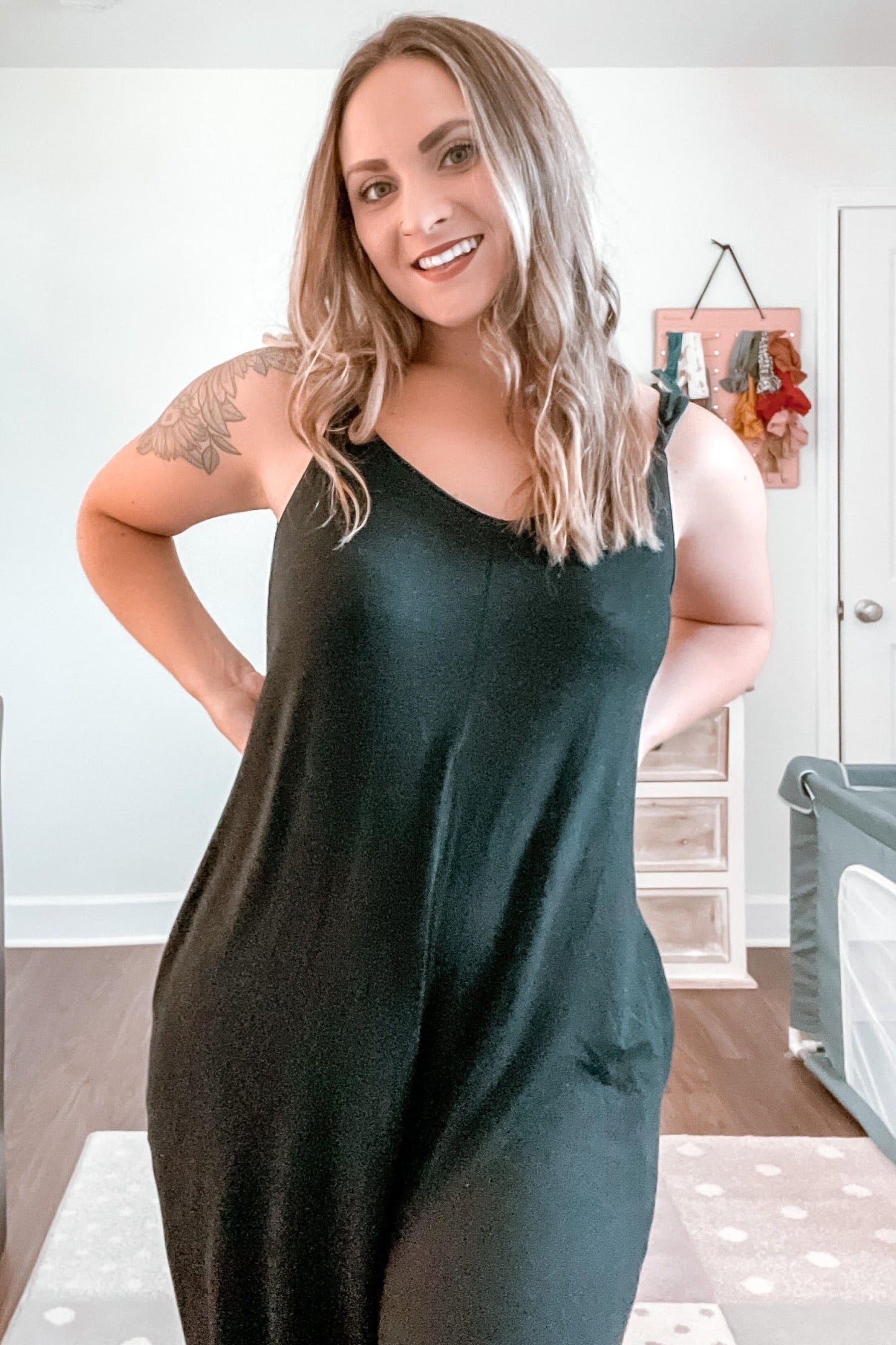 Black Cross Back Wide Leg Jumpsuit