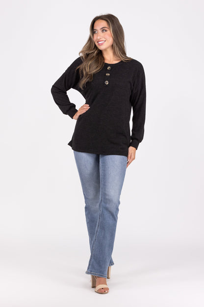 Witness Of Your Love Women's Solid Round Neckline Sweater Top