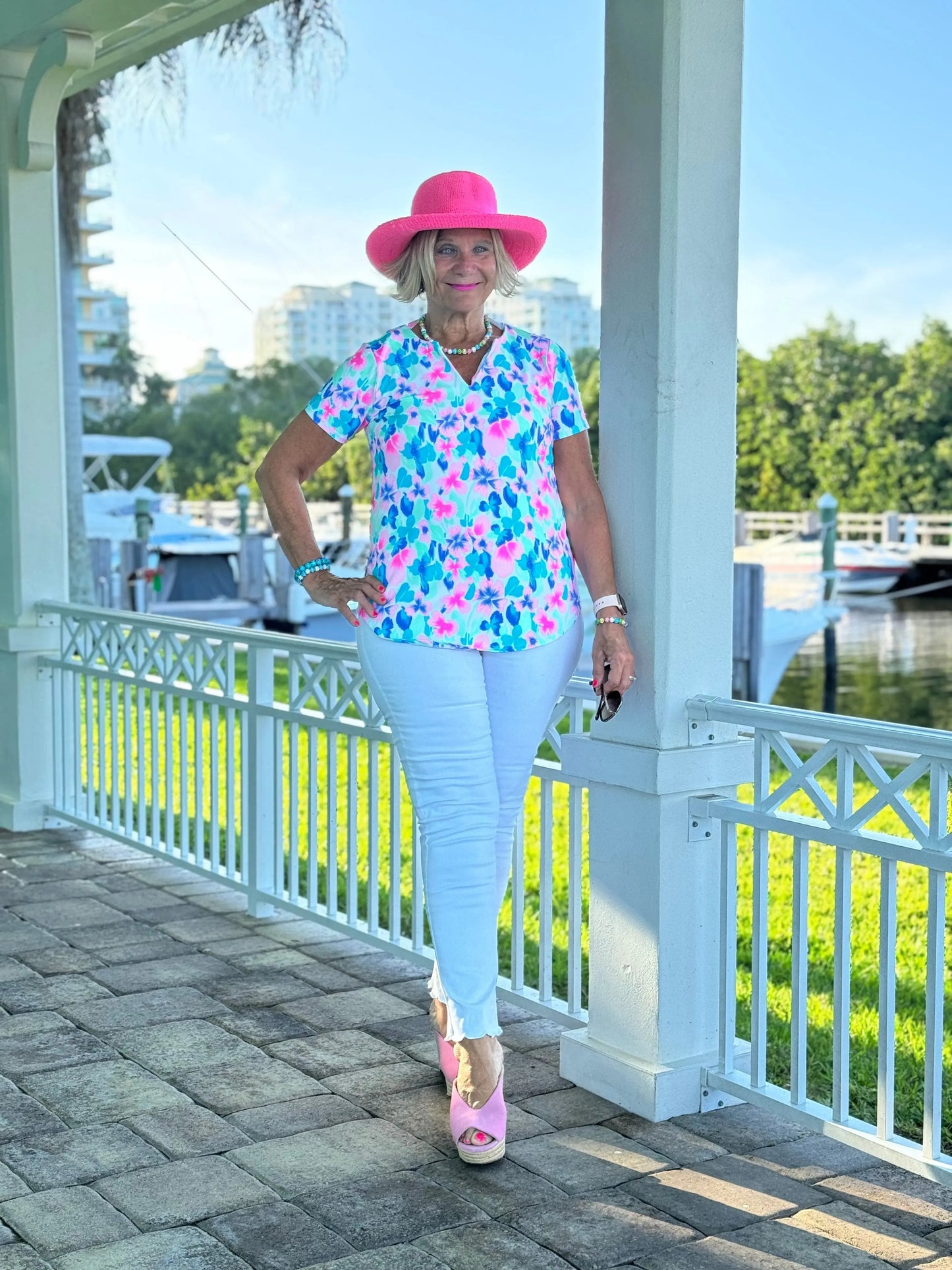 PINK PETALS SHORT SLEEVE TOP