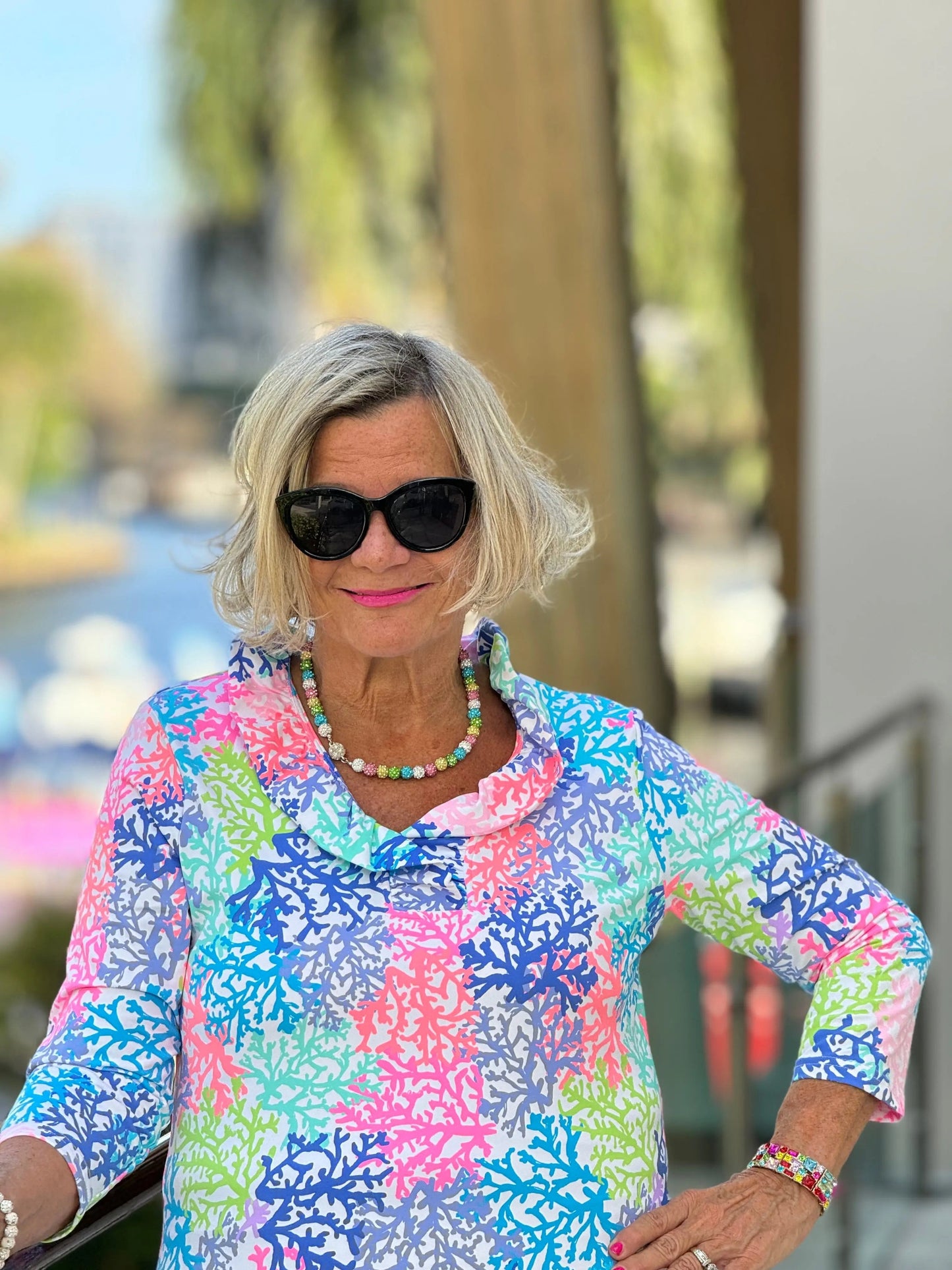 SALINA REEF RUFFLE SLEEVE TOP