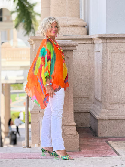 Sofia Sunrise Orange Silk top
