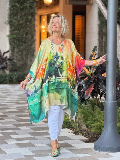 Sunset Palms Modal Kaftan