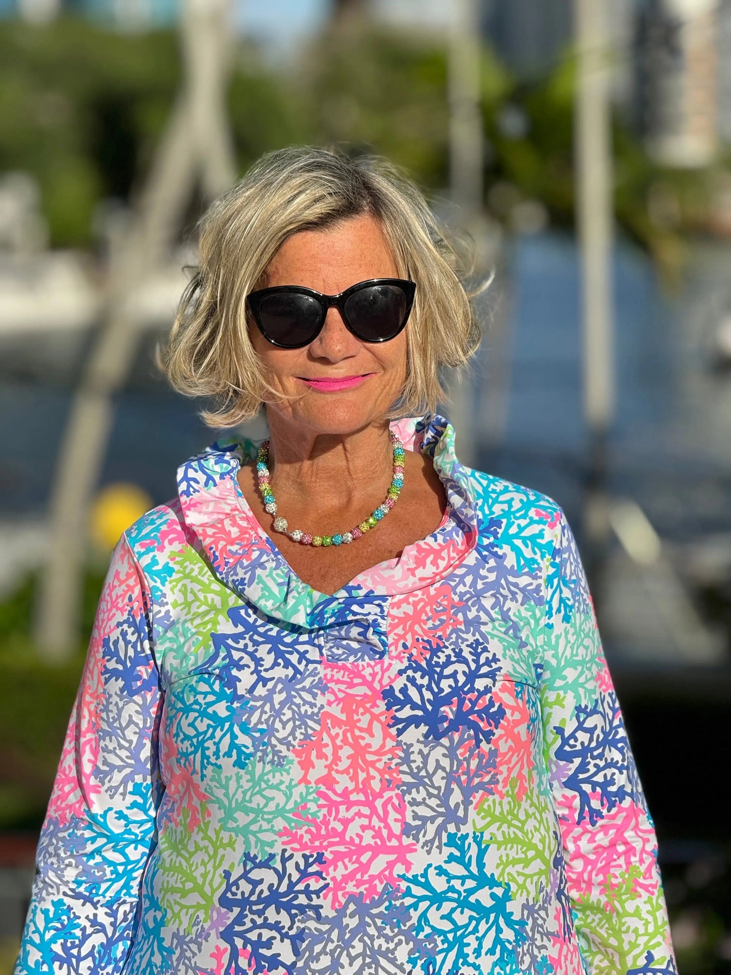 SALINA REEF RUFFLE SLEEVE TOP