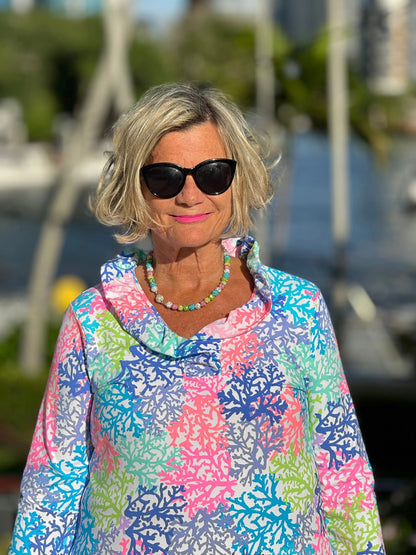 SALINA REEF RUFFLE SLEEVE TOP