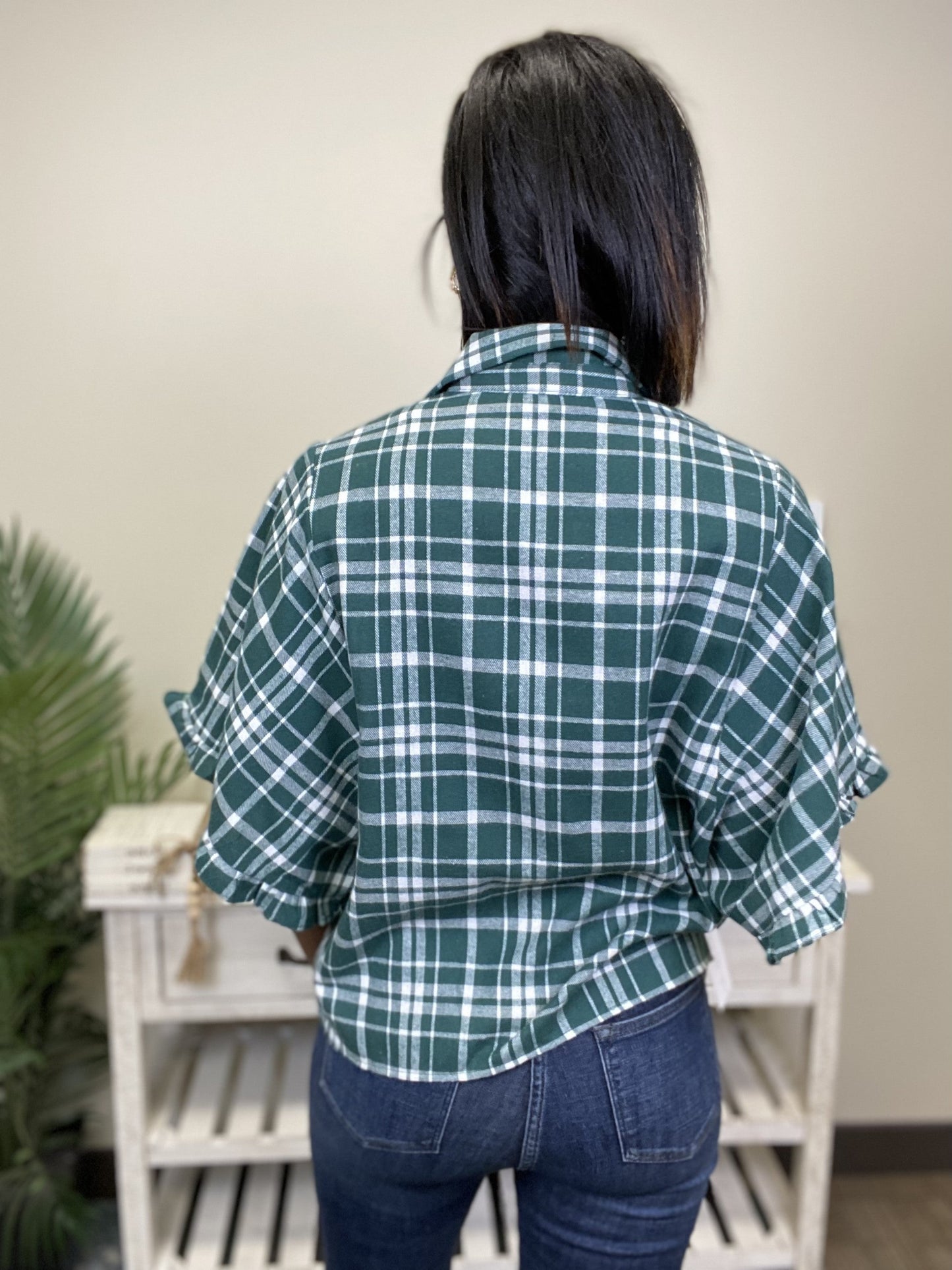 Making Plans Women's Plaid Button Down Short Sleeve Top