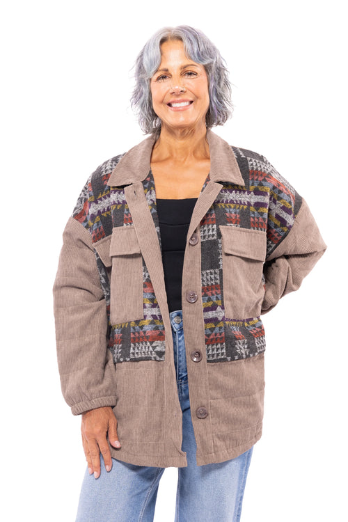 Free Spirit Women's Aztec Quilted Shacket