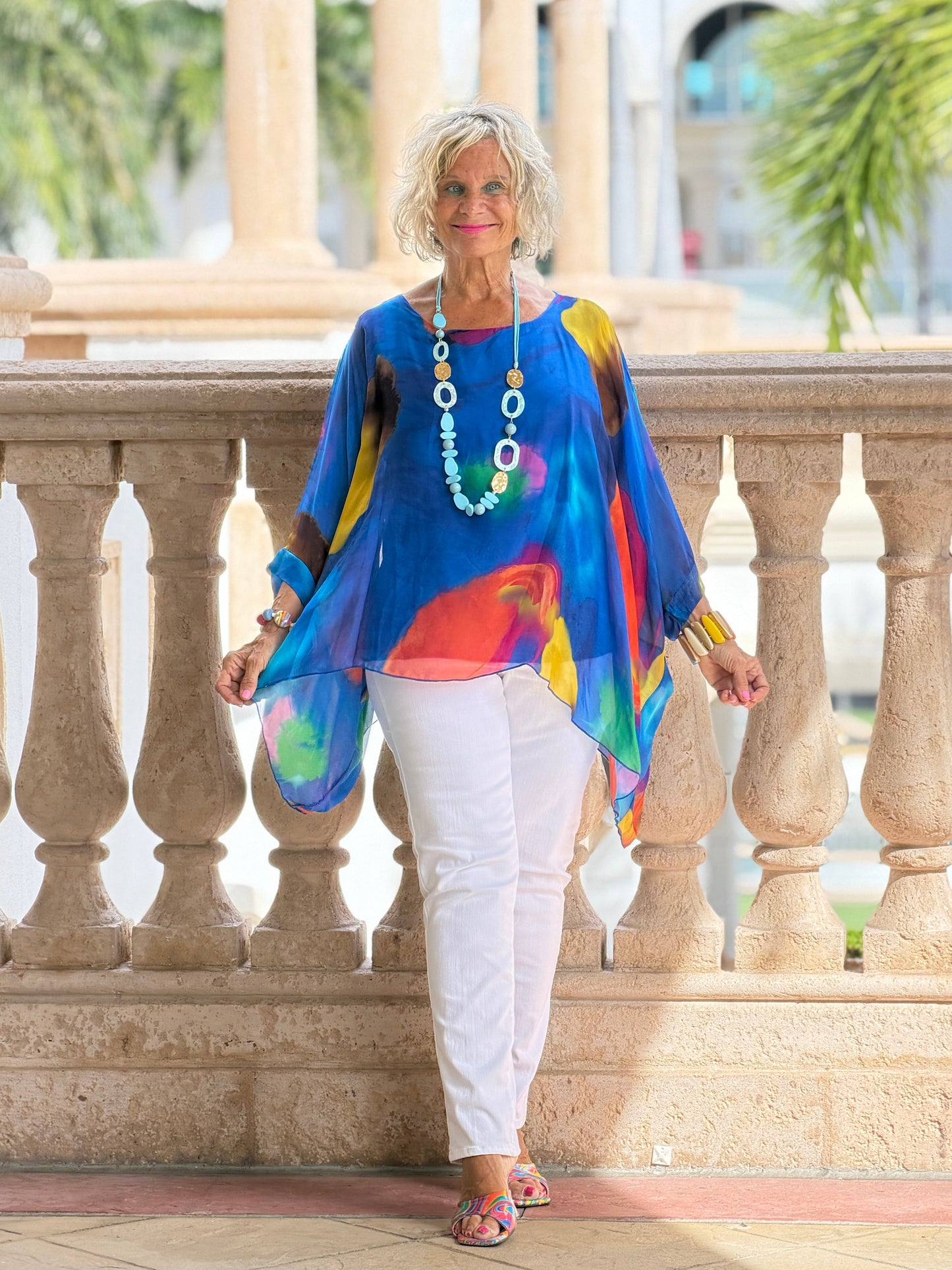 Sofia Sunrise Royal Blue Silk top