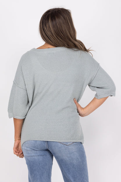 Nobody Is Around Women's Textured 1/2 Sleeve Top