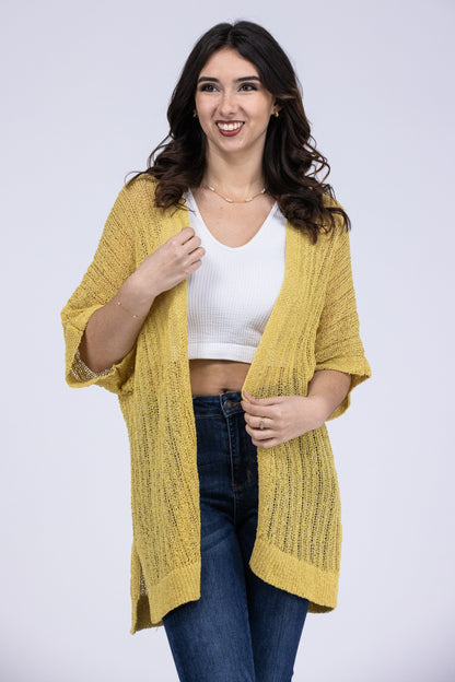 Coming Through Women's Open Knit Short Sleeve Cardigan
