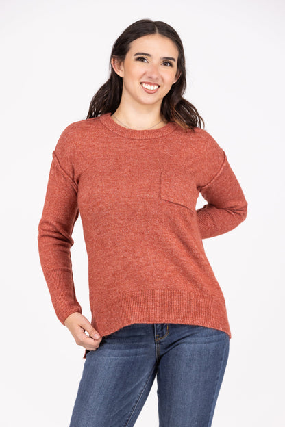 Marshmallows By The Fire Women's Round Neckline Hi-Lo Sweater
