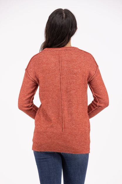 Marshmallows By The Fire Women's Round Neckline Hi-Lo Sweater