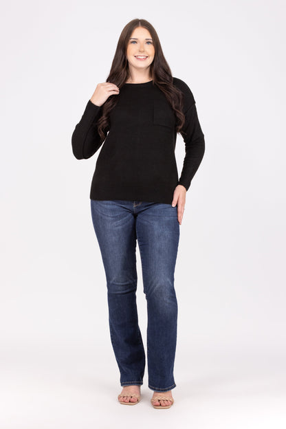 Marshmallows By The Fire Women's Round Neckline Hi-Lo Sweater