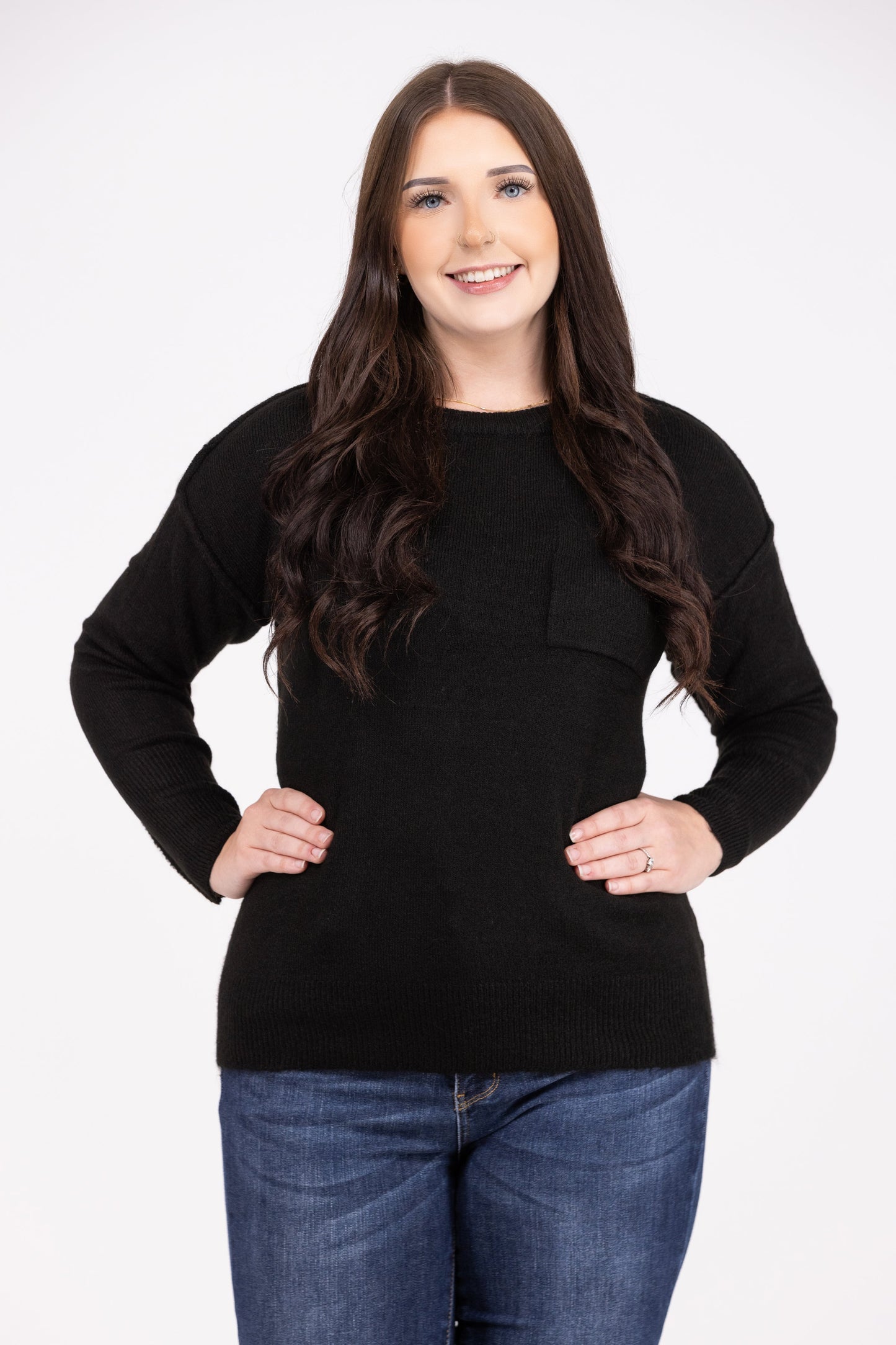 Marshmallows By The Fire Women's Round Neckline Hi-Lo Sweater