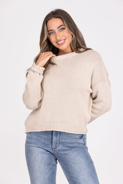Ideal Life Juniors Ribbed Collar Sweater