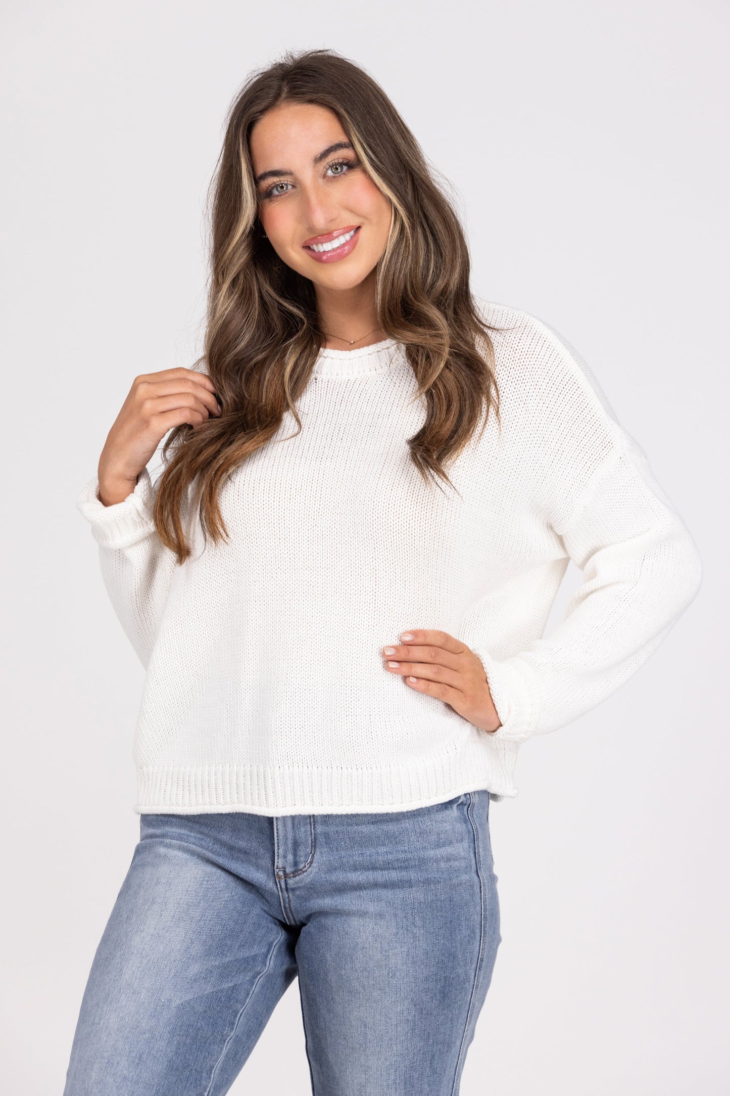 Ideal Life Juniors Ribbed Collar Sweater