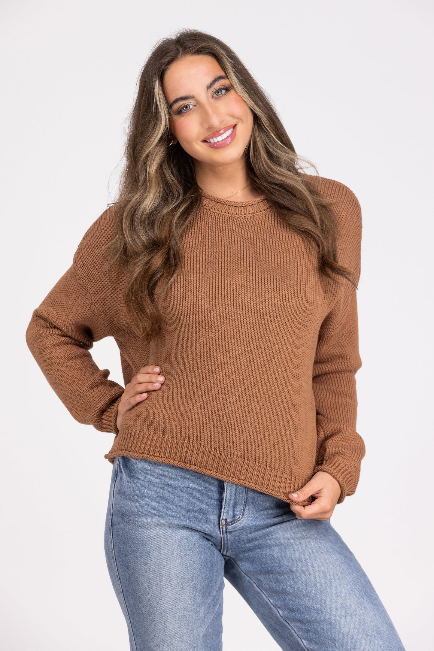 Ideal Life Juniors Ribbed Collar Sweater