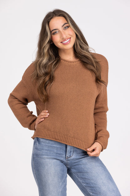 Ideal Life Juniors Ribbed Collar Sweater