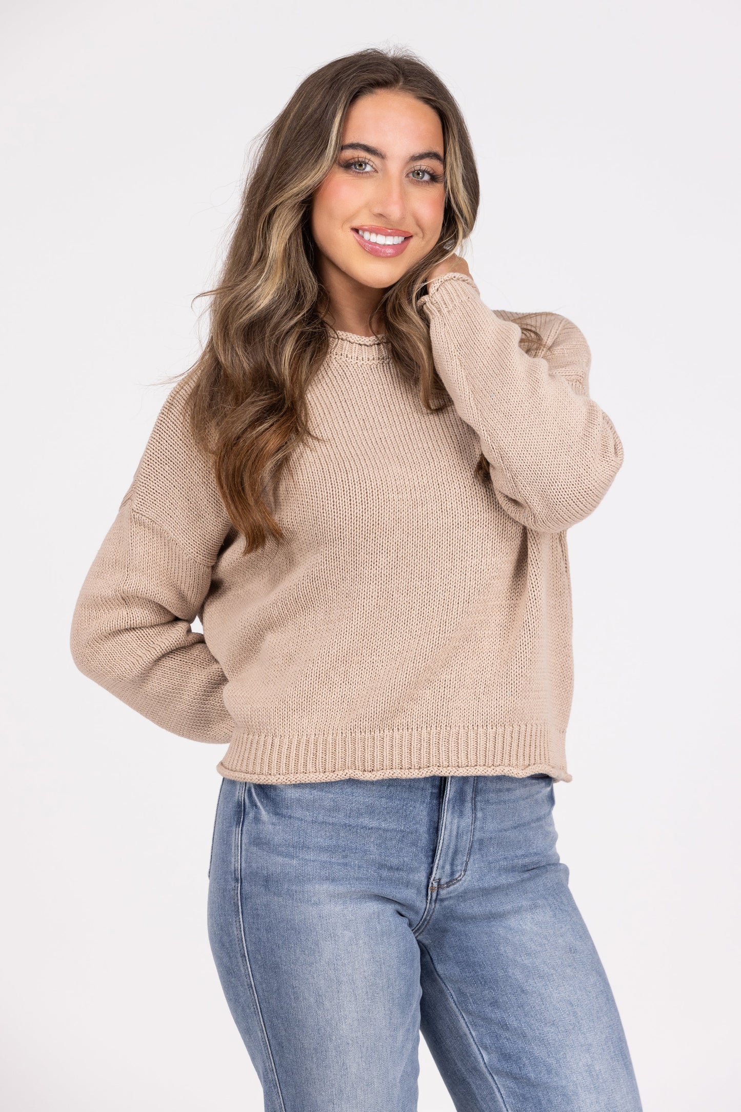 Ideal Life Juniors Ribbed Collar Sweater