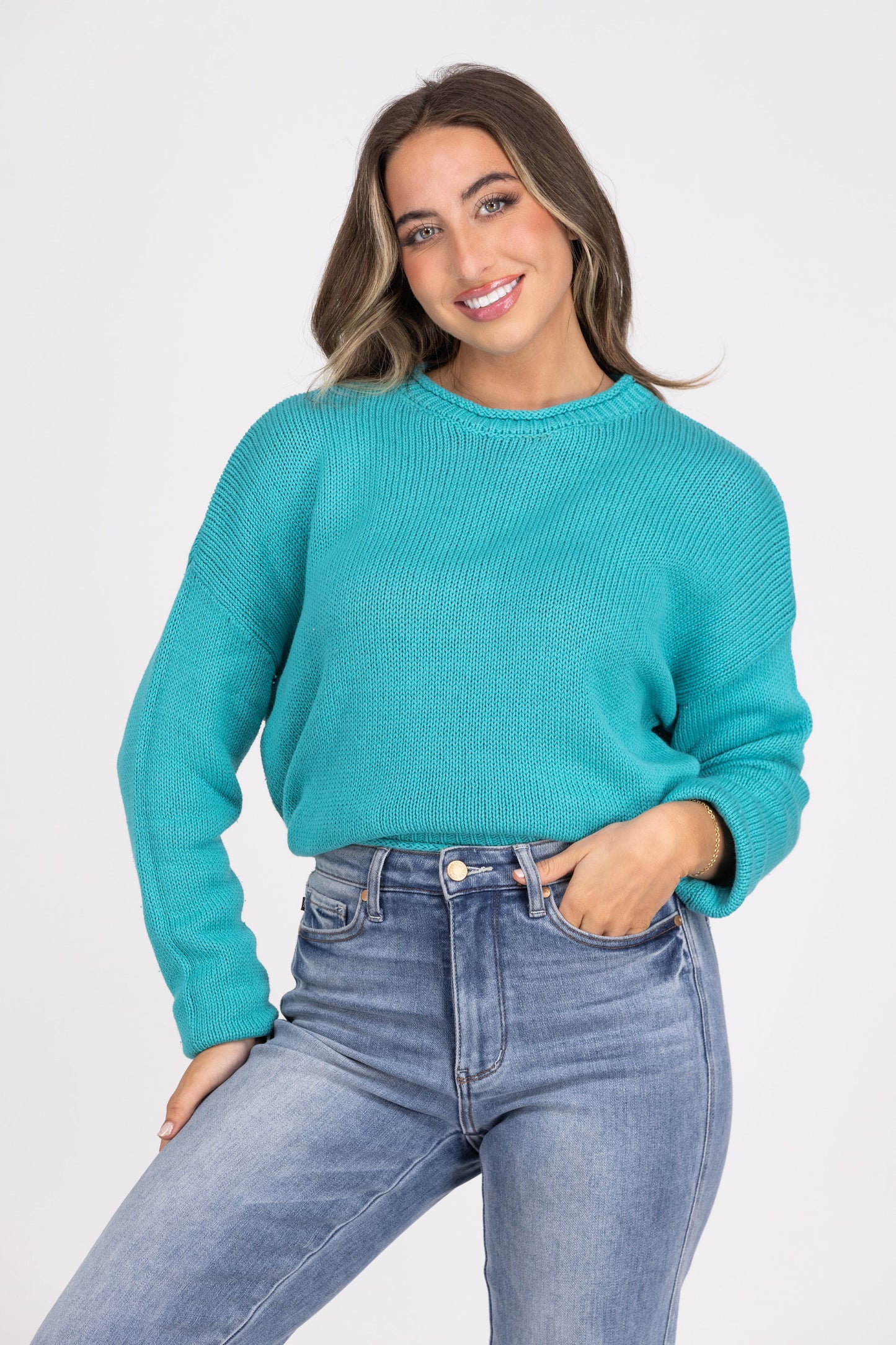 Ideal Life Juniors Ribbed Collar Sweater