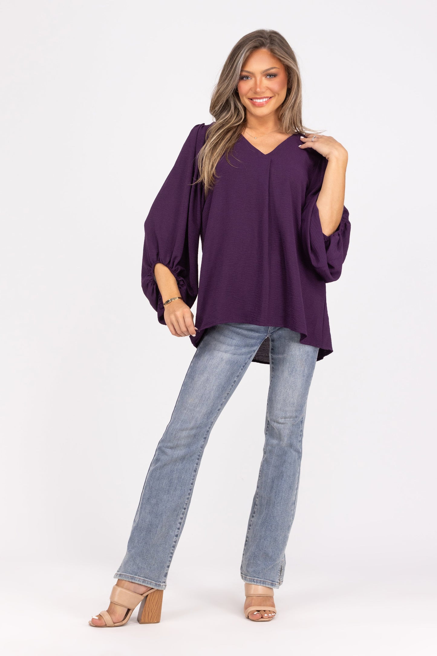 Starry Skies Women's Flowy Long Balloon Sleeve Top