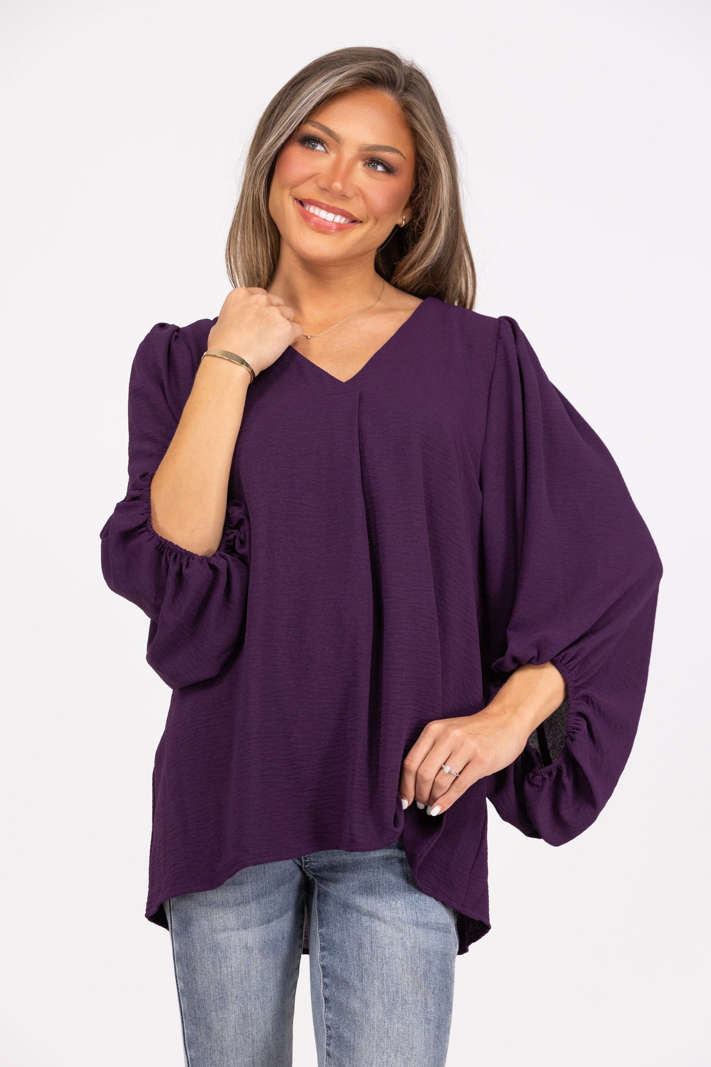 Starry Skies Women's Flowy Long Balloon Sleeve Top