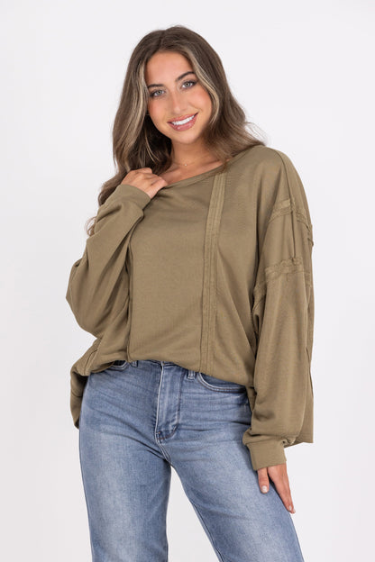 Cute Looks Women's Oversized Long Sleeve Top
