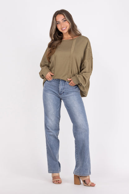 Cute Looks Women's Oversized Long Sleeve Top