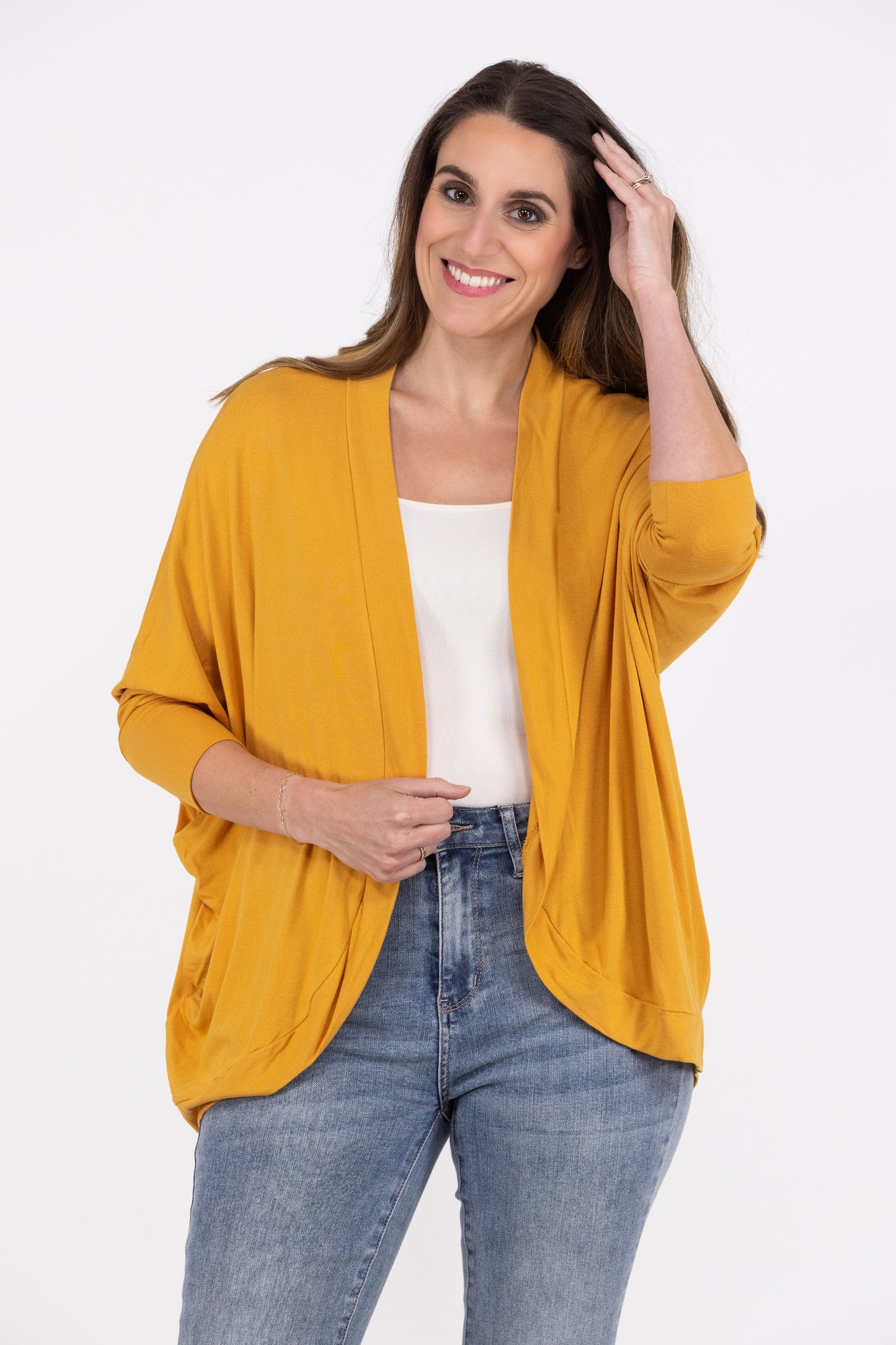 Drape Me In Goodness Women's 3/4 Dolman Sleeve Cocoon Cardigan