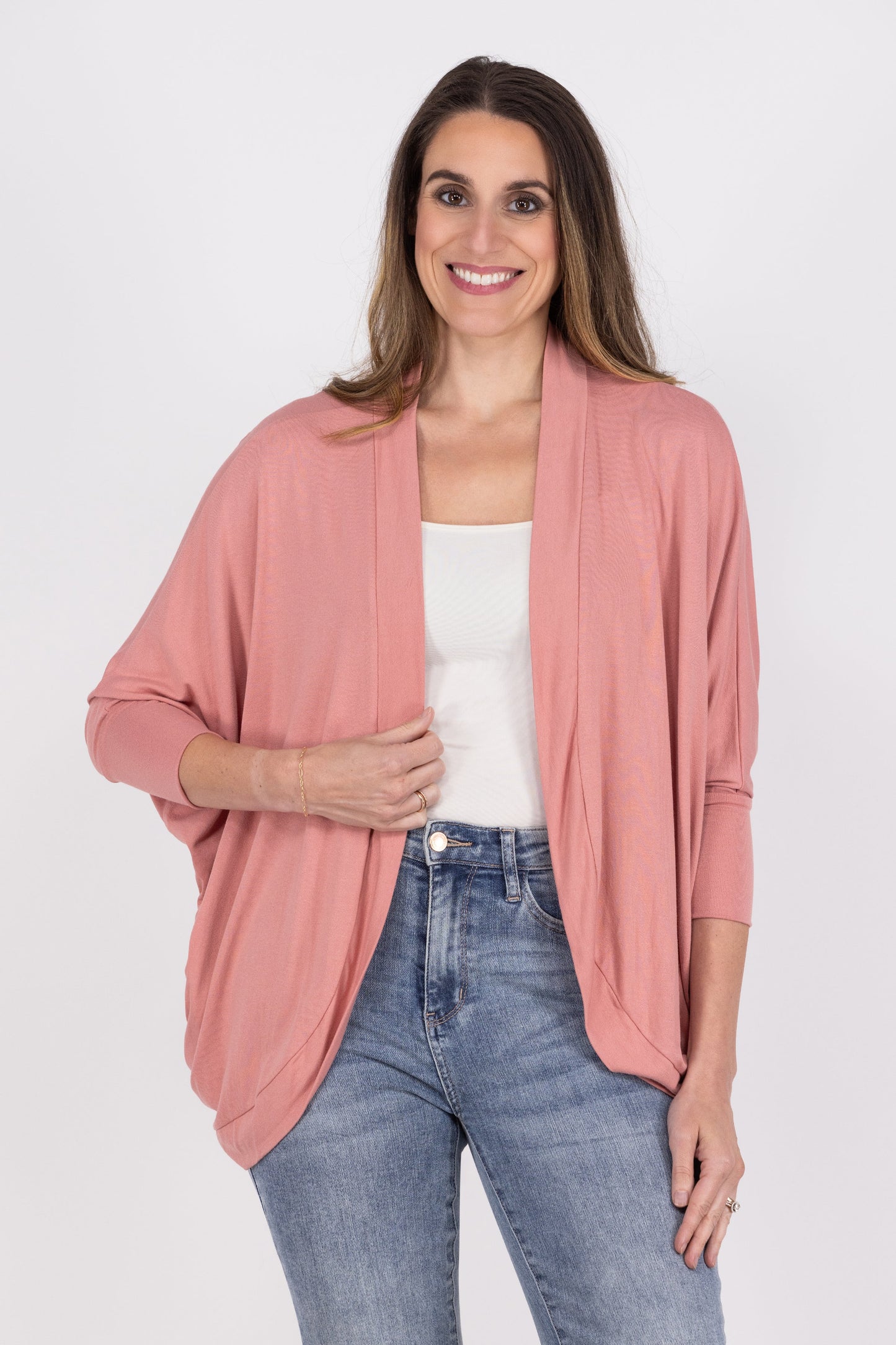 Drape Me In Goodness Women's 3/4 Dolman Sleeve Cocoon Cardigan