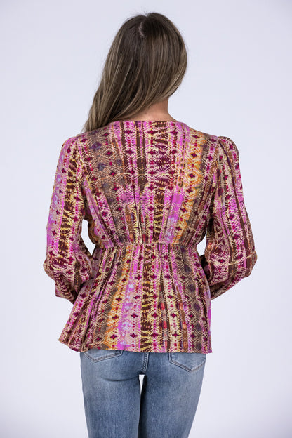 Desert Sunrise Women's V-Neck Long Sleeve Top