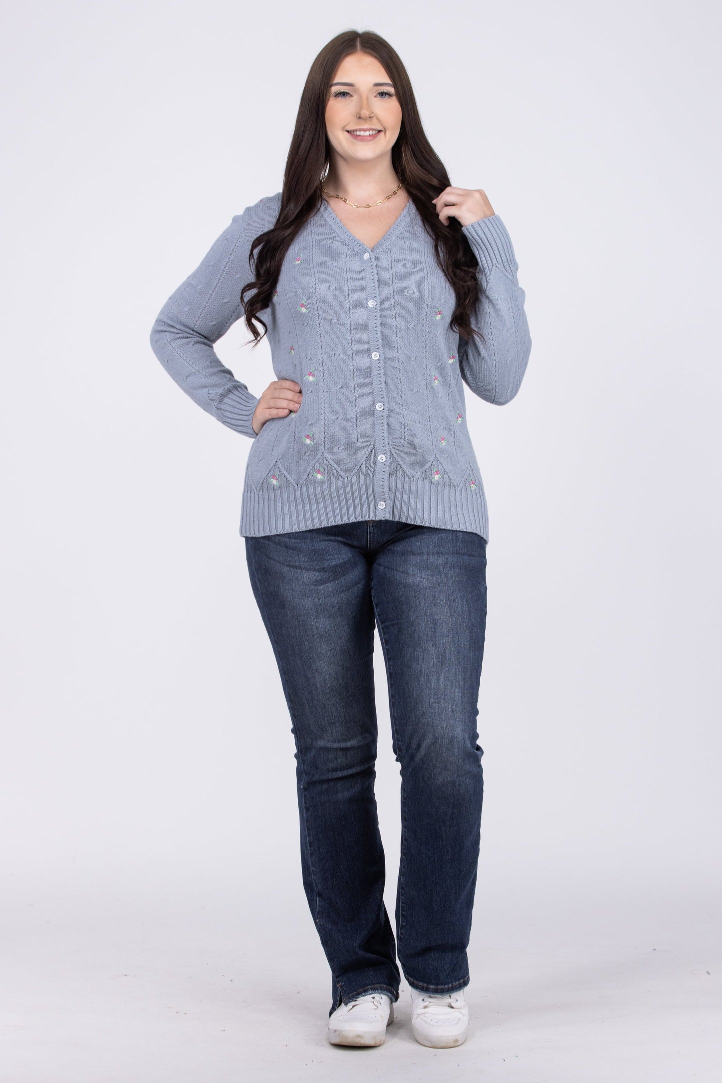 Sweet Affairs Women's Floral Embroidered Cardigan