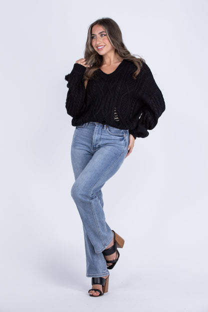 Ripping Through Time Women's Layering Open Knit Sweater