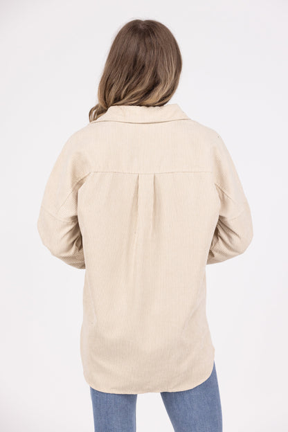 Global Icon Women's Button Front Corduroy Shacket