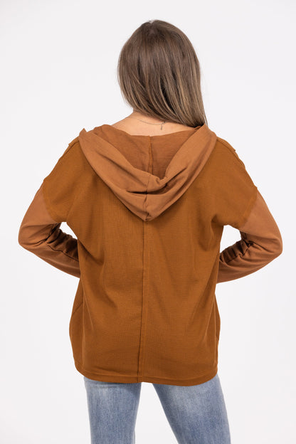 Spoil Me Women's Lightweight Thermal V-Neck Hooded Pullover