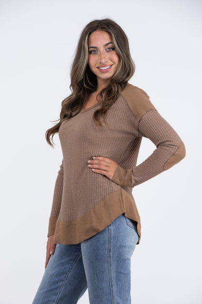 Heat Of The Moment Women's Waffle Knit Long Sleeve Top