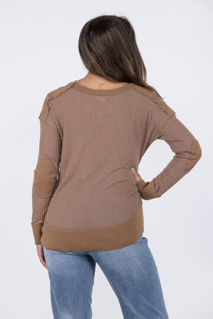 Heat Of The Moment Women's Waffle Knit Long Sleeve Top