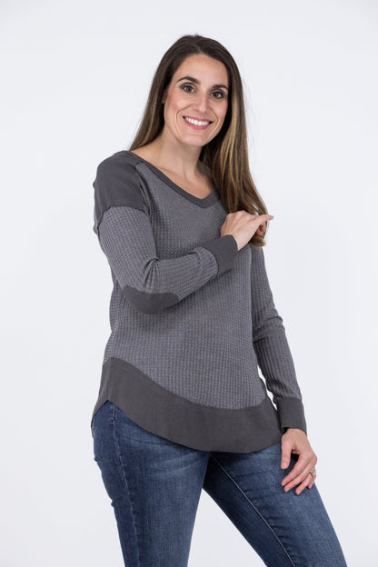 Heat Of The Moment Women's Waffle Knit Long Sleeve Top
