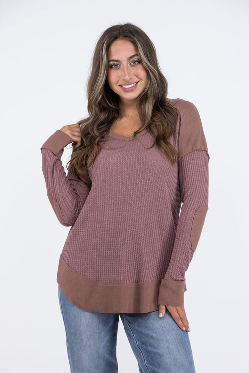 Heat Of The Moment Women's Waffle Knit Long Sleeve Top