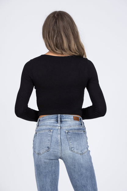 Feel the Bass Women's Cropped Long Sleeve Top
