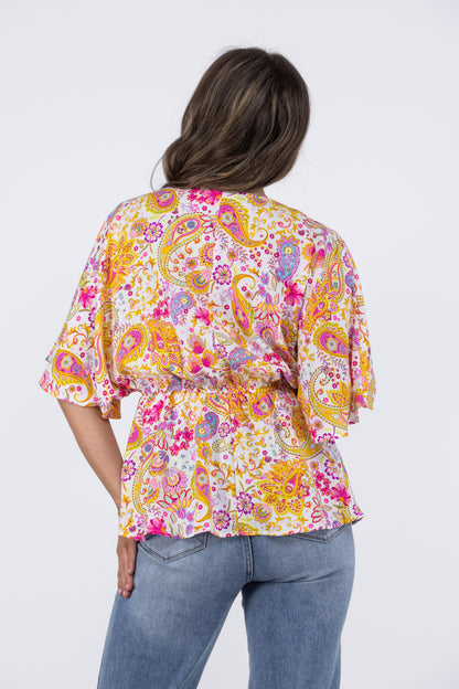 Making Dreams Come True Women's Paisley Dolman Sleeve Top