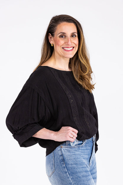 Luscious Lace Women's 3/4 Ruffled Sleeve Top