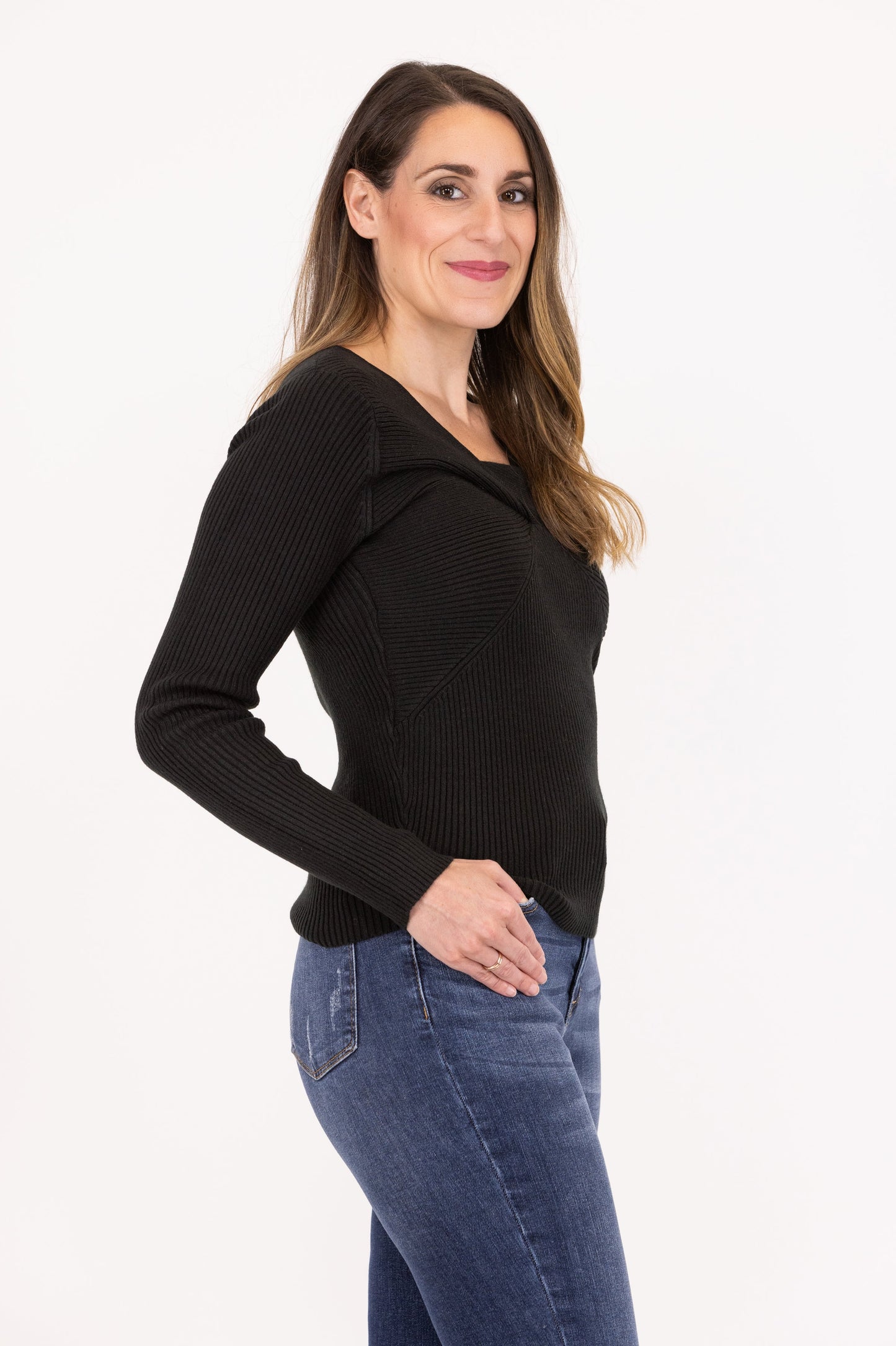 Twisted Feelings Women's Versatile V-Neck Long Sleeve Top