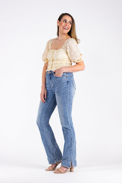 Coming Back Around Women's Eyelet Embroidered 3/4 Sleeve Top